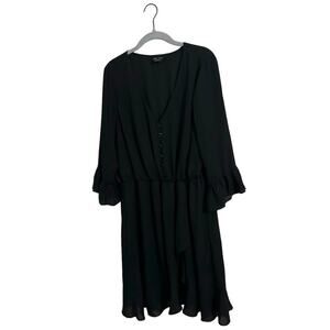 City Chic Black Button Down Long‎ Sleeve Dress Size 14